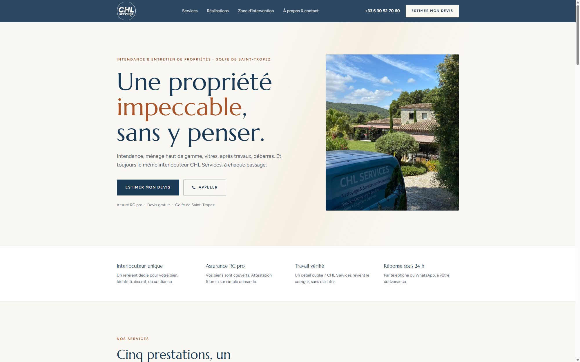 Aperçu du site CHL Services