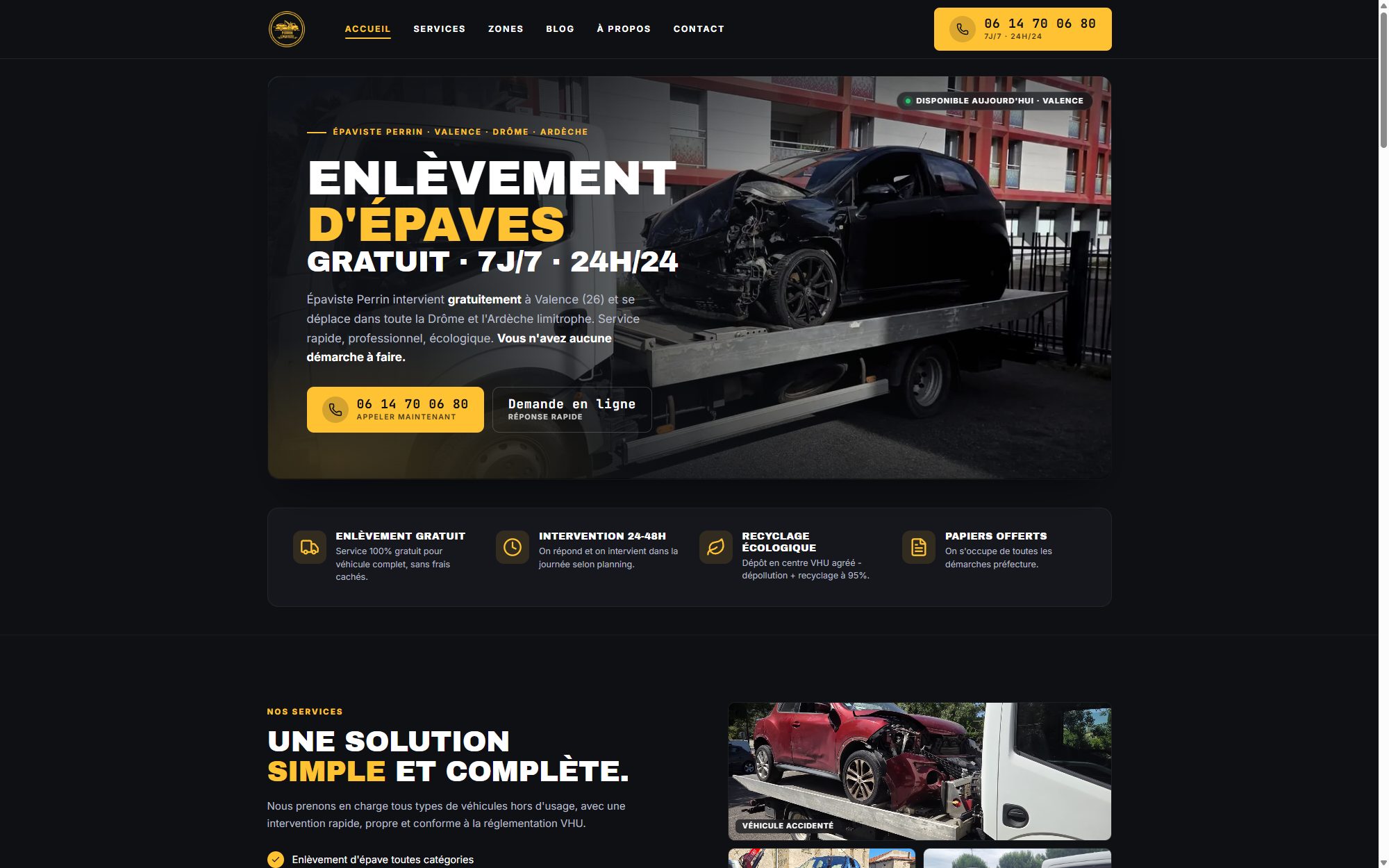 Aperçu du site Épaviste Perrin