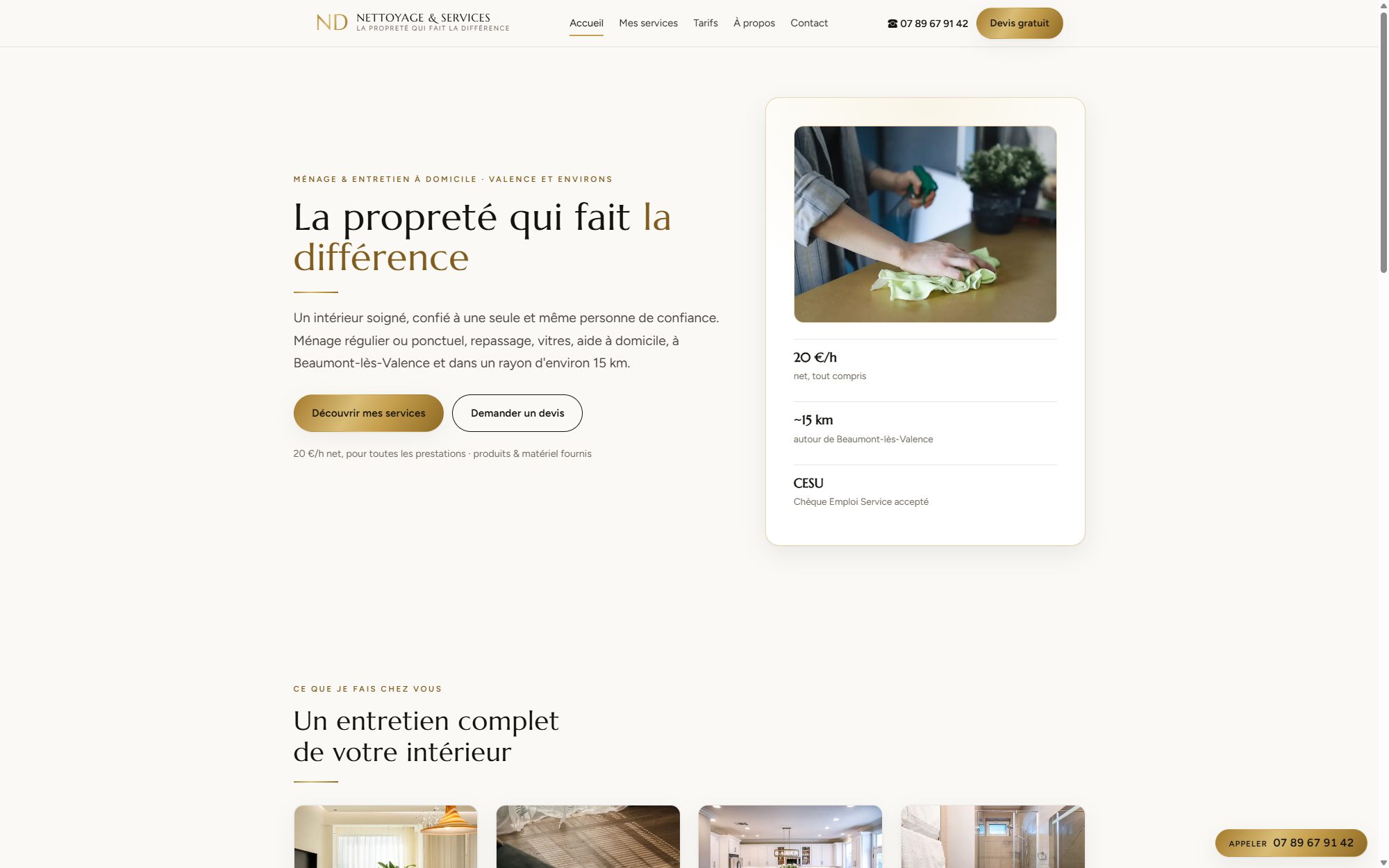 Aperçu du site ND Nettoyage